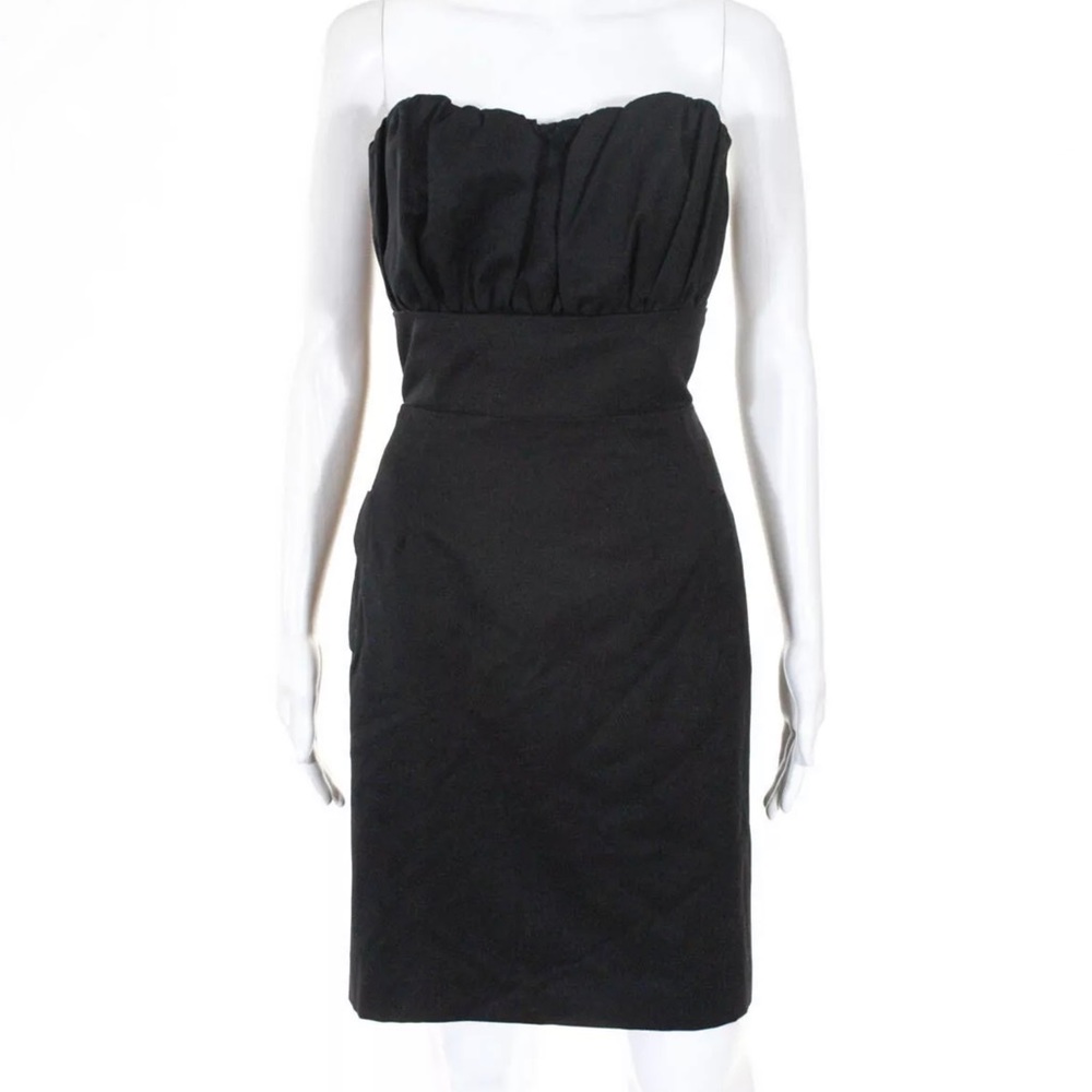 Abaete Black Wool Blend Strapless Cocktail Dress